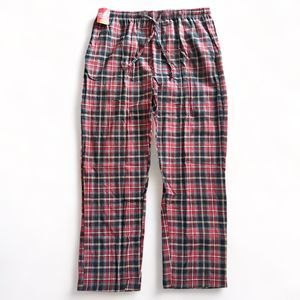Men's Pajama PJ Lounge Pants Red Gray Plaid Flannel Pockets Button Fly 2X